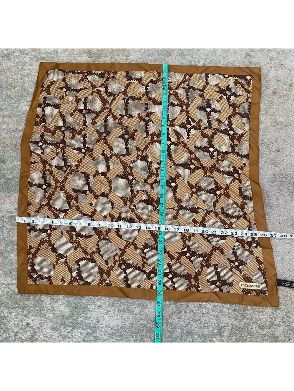 Vintage Coach 100% Silk Scarf Square Snakeskin Animal Pattern 26.5” X 26.5”